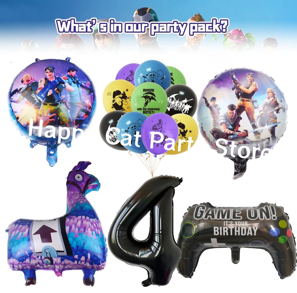 Shooter-Spiel Fortnition Geburtstagsparty-Dekoration Cartoon Alpaka Lama Teller Tischdecke Babyparty Kindergastgeschenke Partyzubehör