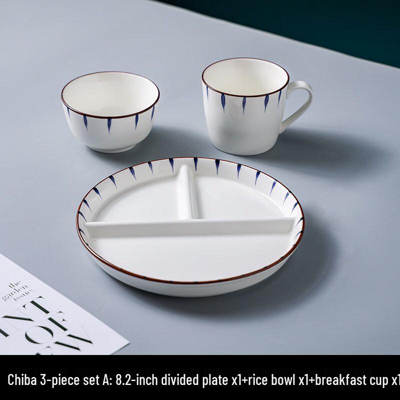 Ceramic Three-Grid Divided Meal Plate