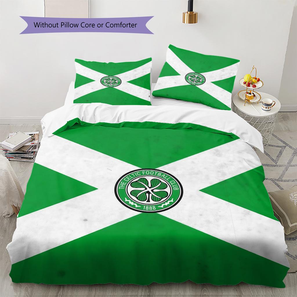 Celtic F.C Minta Ágynemű Paplan Szett Lakásdekoráció Ajándék (1 * paplanhuzat + 2 * párnahuzat mag nélkül)
