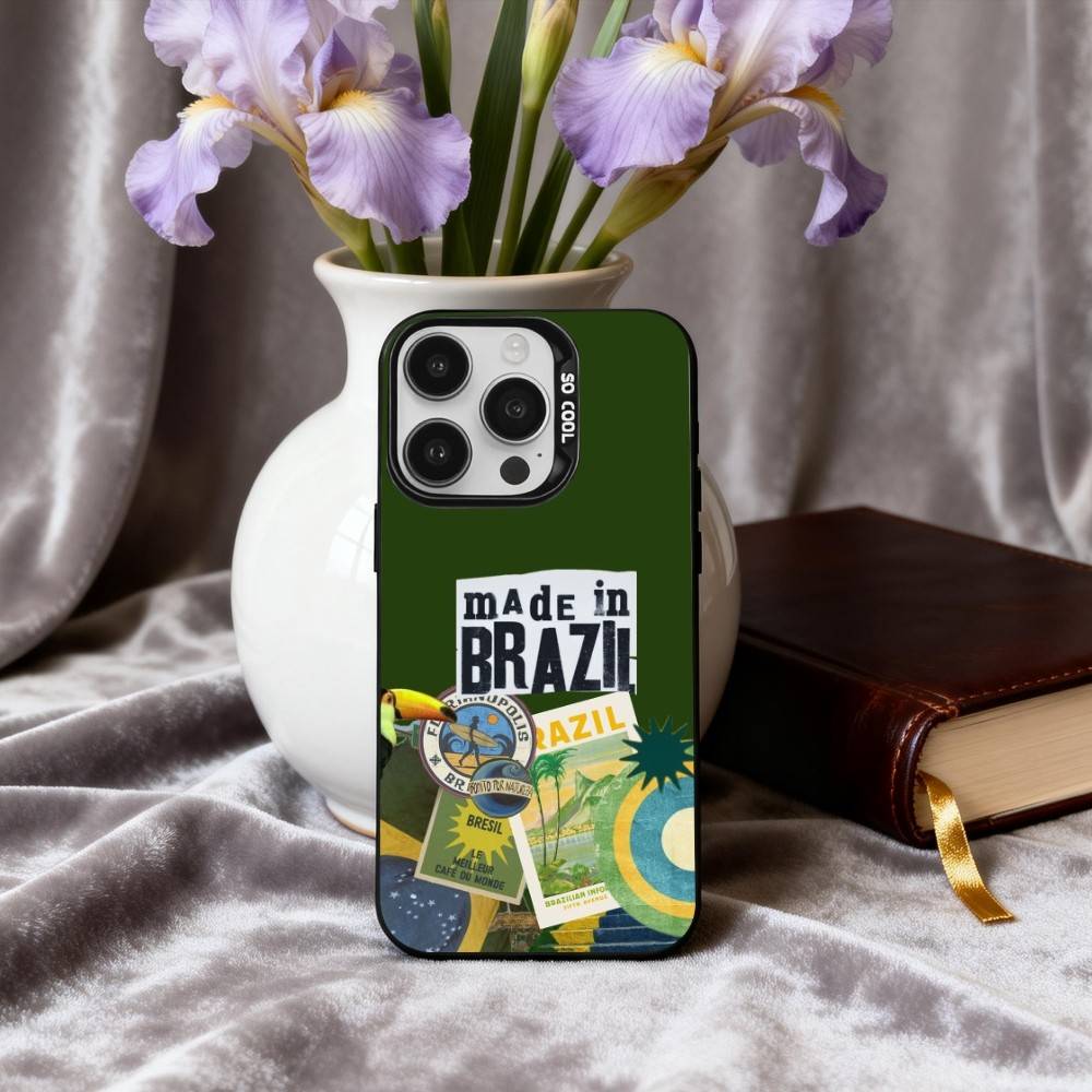 COOL B-Brazilian-N F-Flag-G ART Phone Case For iPhone17,16,15,14,13,12,11 Plus,Pro Max Black Candy silver phone case
