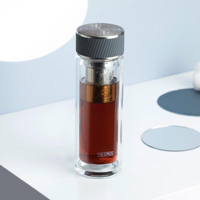 THERMOS 400ml Double Wall Glass Tea Tumbler with Infuser