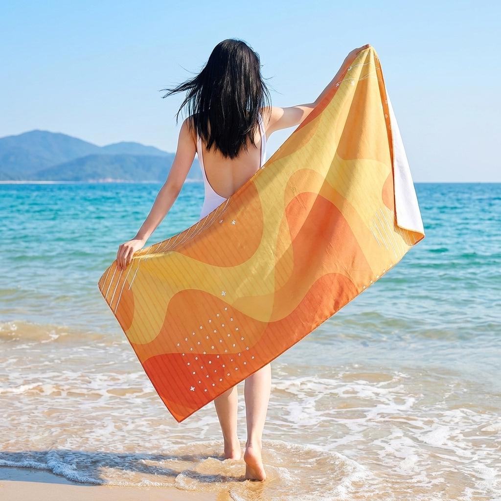 Double-Sided Plush Microfiber Beach Towel, 70x150cm - Quick-Drying, Skin-Friendly, Portable Shawl