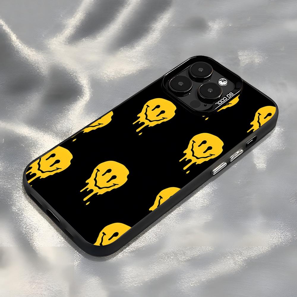 

Colorful Danish Smiley Phone Case For IPhone17 Air 16 15 14 Plus 13 12 11 Pro 7 8 XS Max XR Silver Black Bumper Case iPhone 13 Pro