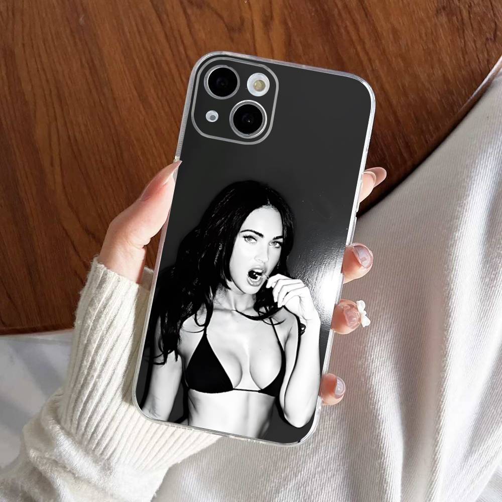 Schauspielerin M-Megan Fox Model Transparente Handyhülle Für IPhone 16 15 14 13 12 11 Pro Max Plus Weiche Hülle
