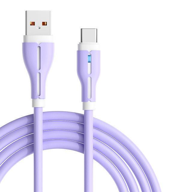 120W Fast Charging Type-C Data Cable 6A for Huawei Honor, Silicone with Light