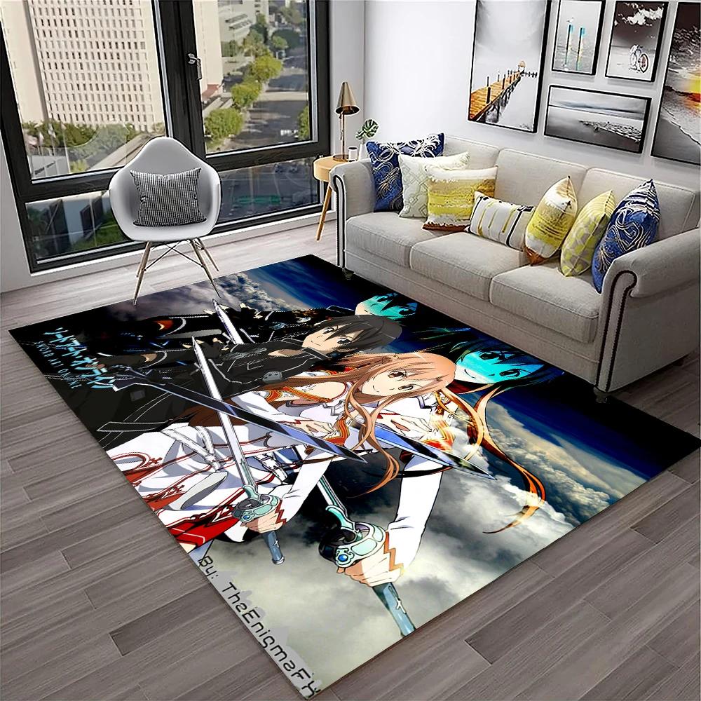 Sword Art Online SAO Novel Cartoon Carpet Rug for Home Living Room Bedroom Sofa Doormat Decor,kids Area Rug Non-slip Floor Mat