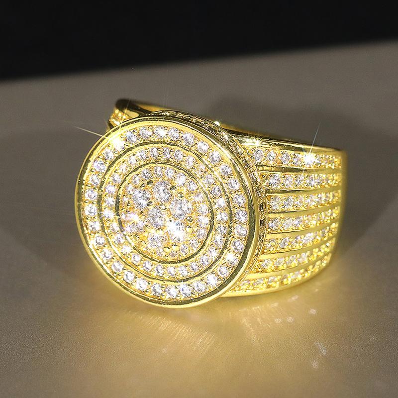 Huitan Bling Bling Gold Color Women Rings Gorgeous Lady Accessories Fashionable Wedding Band Jewelry Drop Shipping