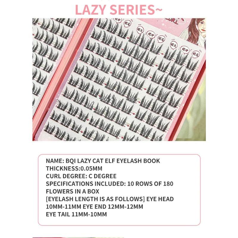 Lazy Cat Elf Eyelashes Book 180pcs Large Capacity Enlarge Your Eyes Naturally DIY Lash Clusters with Glue Set