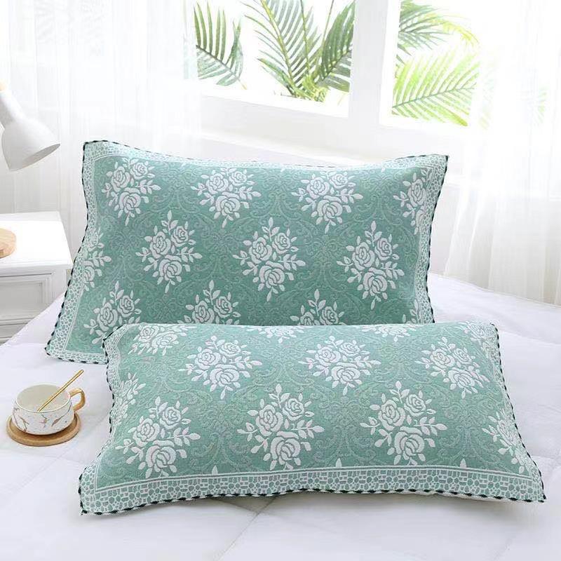 

Наволочка из трехслойной марли из чистого хлопка - Мягкий чехол для взрослой подушки Pair (Two Pillow Towels) зелёный