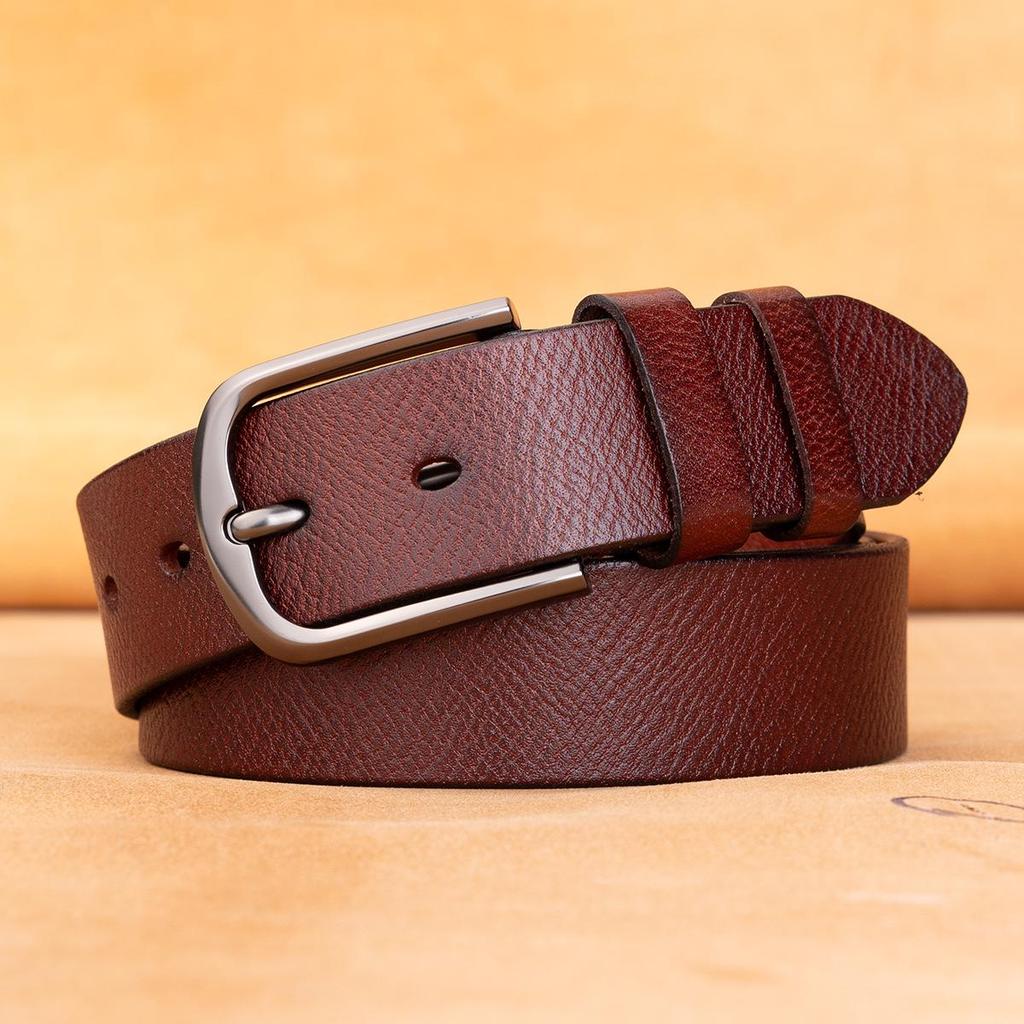 Men's Retro Genuine Cowhide Leather Jeans Belt