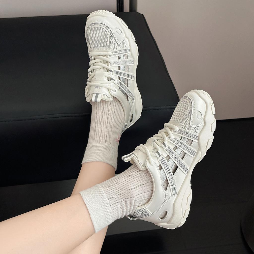 Rhinestone hollow Forrest Gump shoes women's summer thin mesh casual shoes new versatile breathable sports sandals women