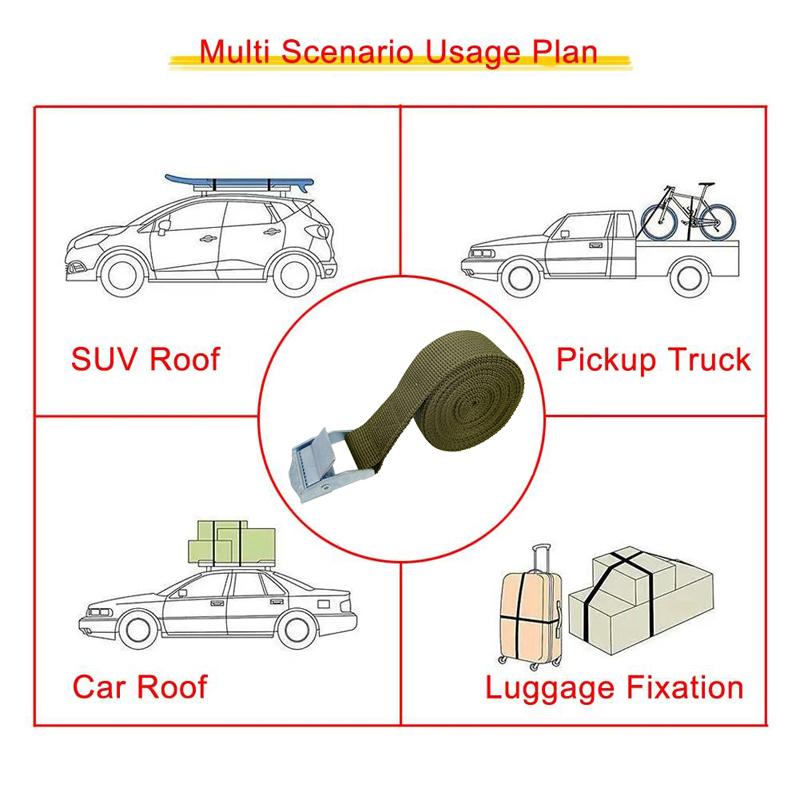 5pcs Green 2 Meter Cargo Straps With Buckle Tie-Down Belt for Motorcycle Car Bike Tow Rope Ratchet Fixing Belts for Luggage Bag