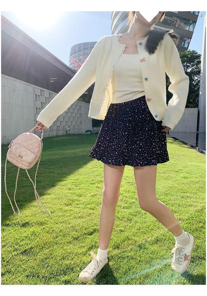 Korean Round Neck Knit Cardigan - Spring/Autumn 2025 - Fresh Gentle Solid Color Women's Jacket