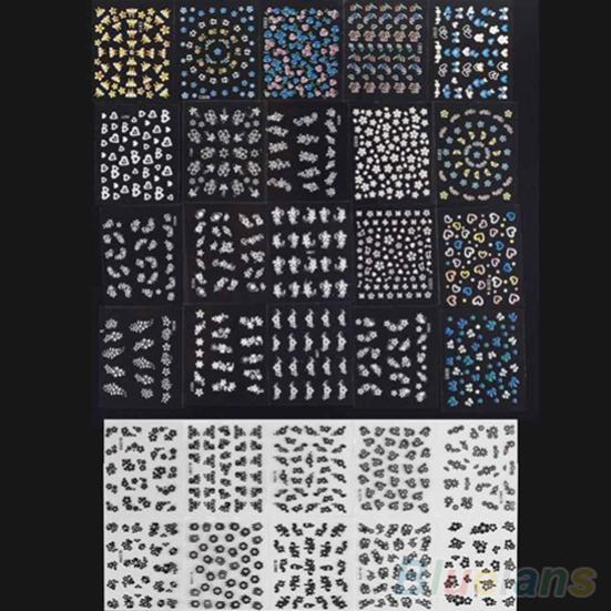 30 Sheets Mixed Floral Nail Art Stickers Decals DIY Manicure Design Accessories