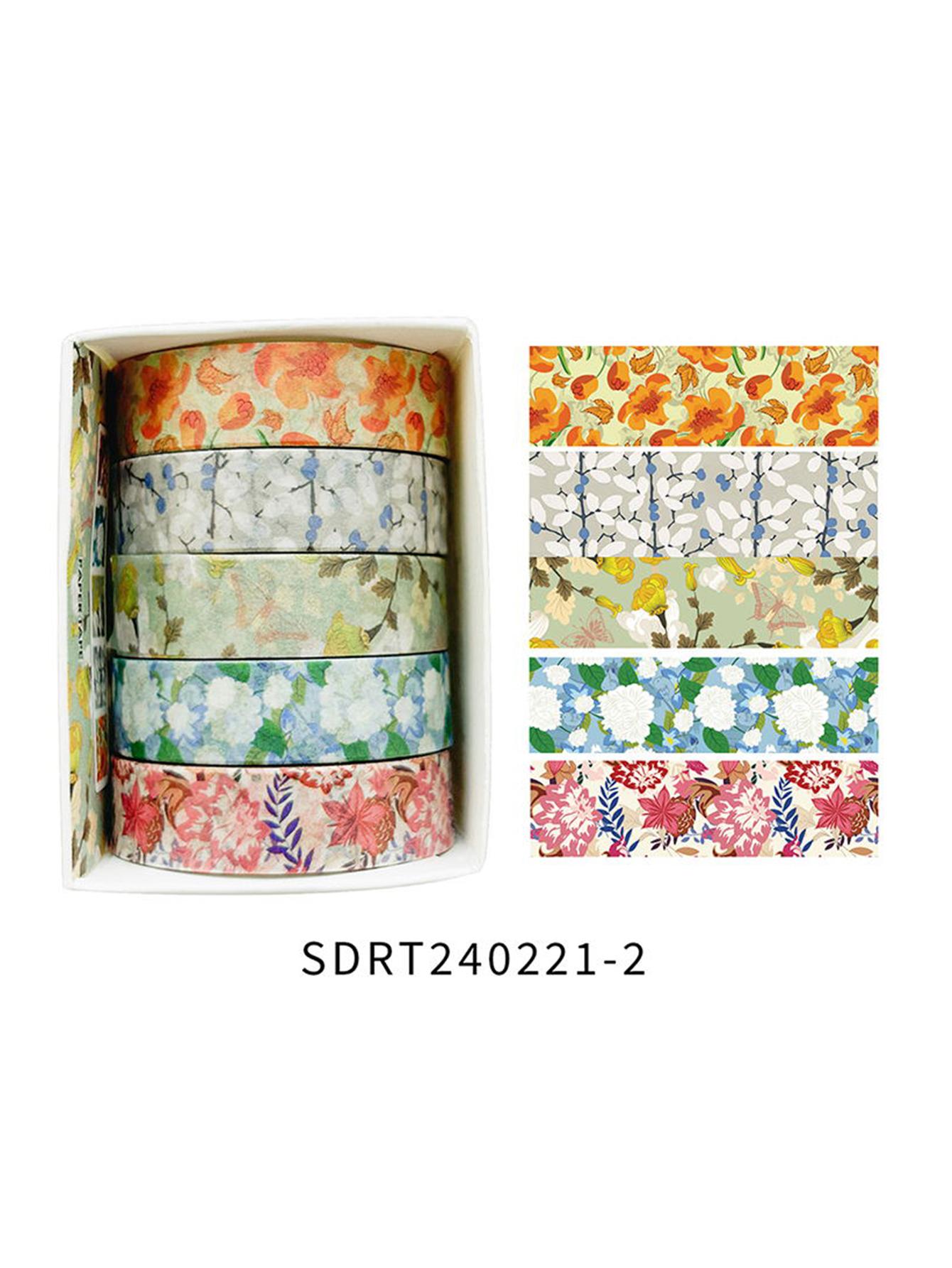 

5rolls/Box Spring Flower Washi Tape ,Artistic Accent For Scrapbooking, Back To School, Diy Crafts, School Supplies, Masking Tape