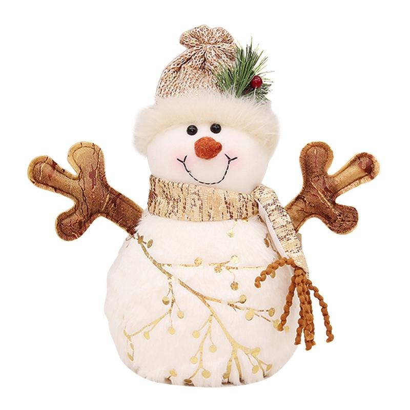Snowman with Scarf Snowman Dolls Plush Winter Decor Christmas Shelf Sitter Plush Doll Handmade (with Scarf Style)