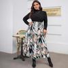 Plus Size Women's New Autumn Printed Color Matching High Neck Waist Dress