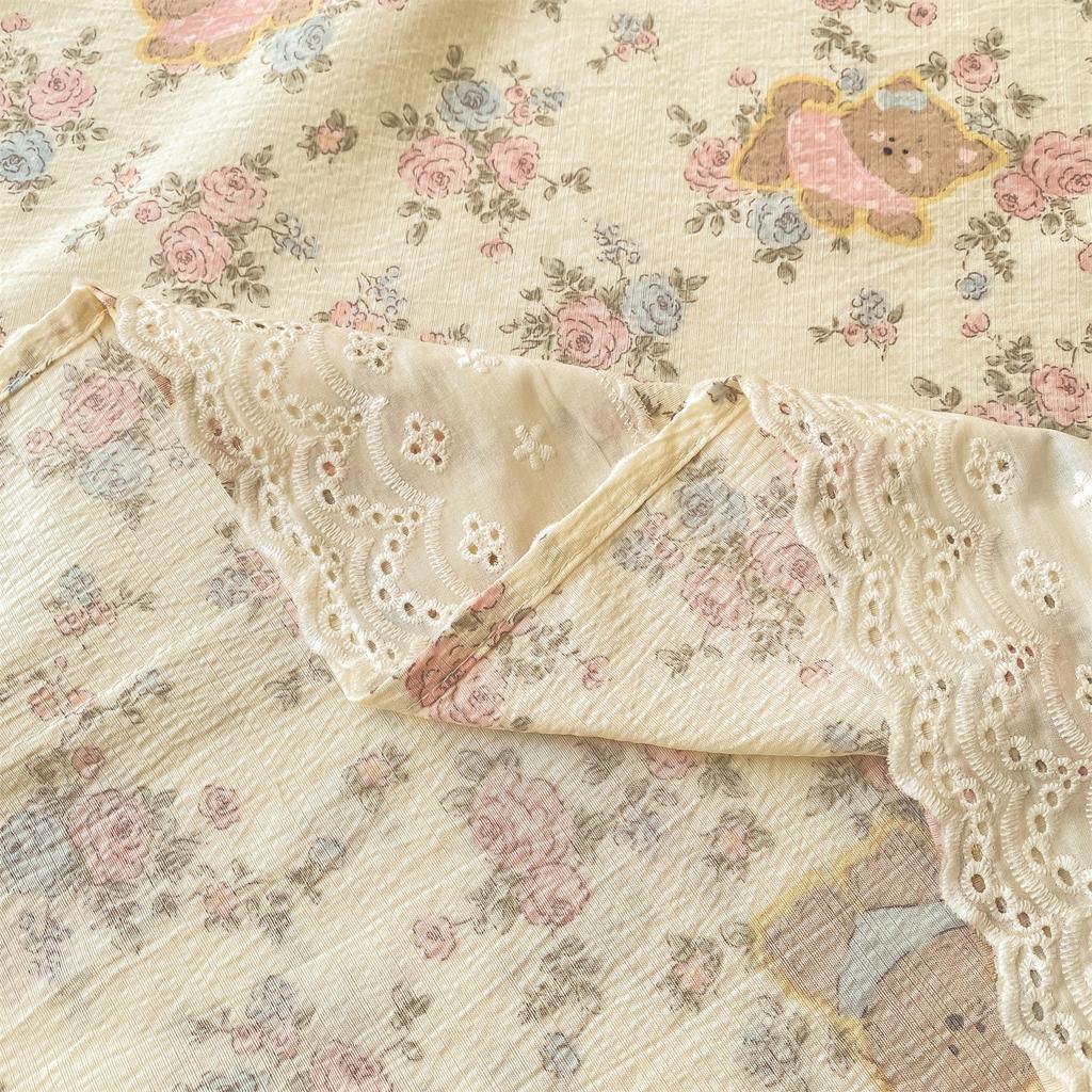 Klasse A Doppellagiges Garn Bettlaken Einzelstück Spitze Spitze Stepplaken Studentenwohnheim Dreiteiliges Set Einzelner Kissenbezug 3