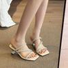 French Beautiful High Heels Slippers Women's Summer Wear 2025 New Skirt Thick Heel Silver Sandals