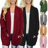 Cozy Women Cardigan Sleeve Loose Knitted Sweater Outwear With Fashion Pockets