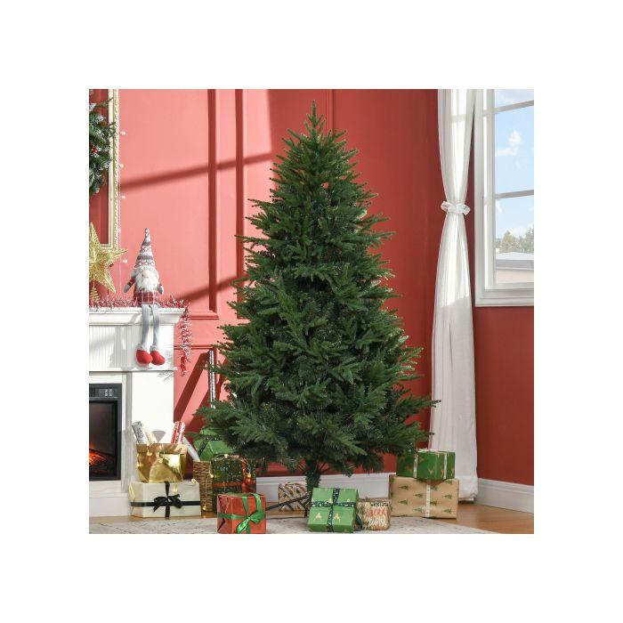 HOMCOM Sapin De Noël, Sapin Artificiel, Aspect Réaliste, Montage Rapide, Plastique, Vert, 114 X 114 X 180 Cm
