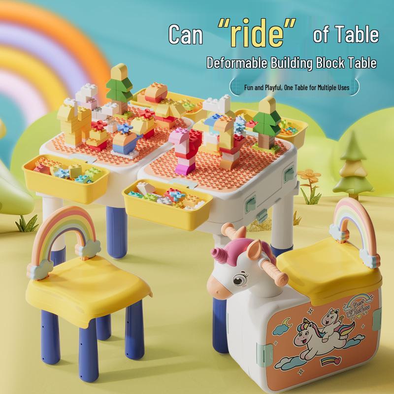 

Kid s Multifunctional Scooter & Building Block Table: Educational DIY Assembly and Learning Toy