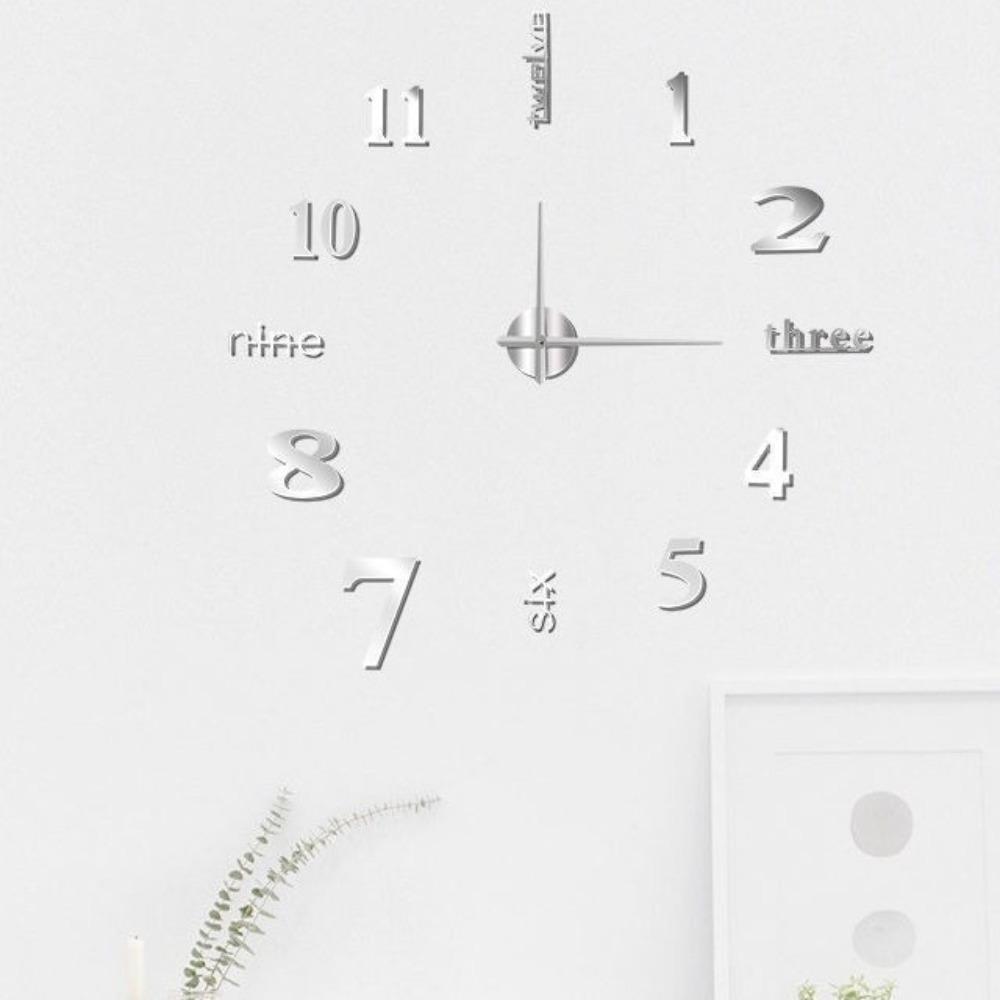 Silent Digital Wall Clock DIY Hanging Watch Simple Mute Clock Bedroom