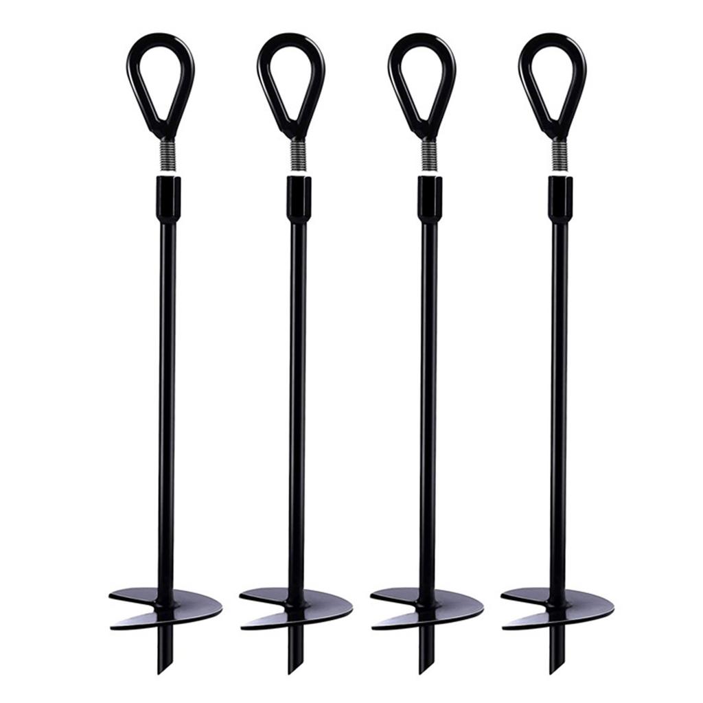 4Pcs Ground Anchors Set with Webbing Strap Set Earth Ground Anchors Heavy Duty for Tents Trampolines Slides Garden Sheds