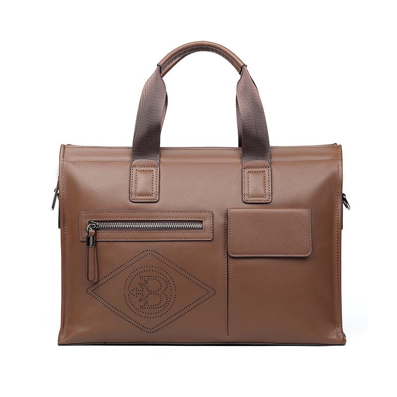 Men's Casual Genuine Leather Briefcase: Fashionable Cowhide Laptop Bag and Large Capacity Business Messenger Handbag