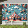 2D Flat Surface 1-piece Circus Tent Photo Background Fabric Suitable for First Birthday and Carnival Parties