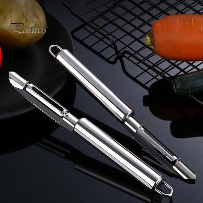 Pelapatate rotante in acciaio inossidabile per cucina, pelapatate per frutta e verdura, design ergonomico, doppie lame, strumento per pelare senza sforzo, per patate, carote, pesce, squamatura