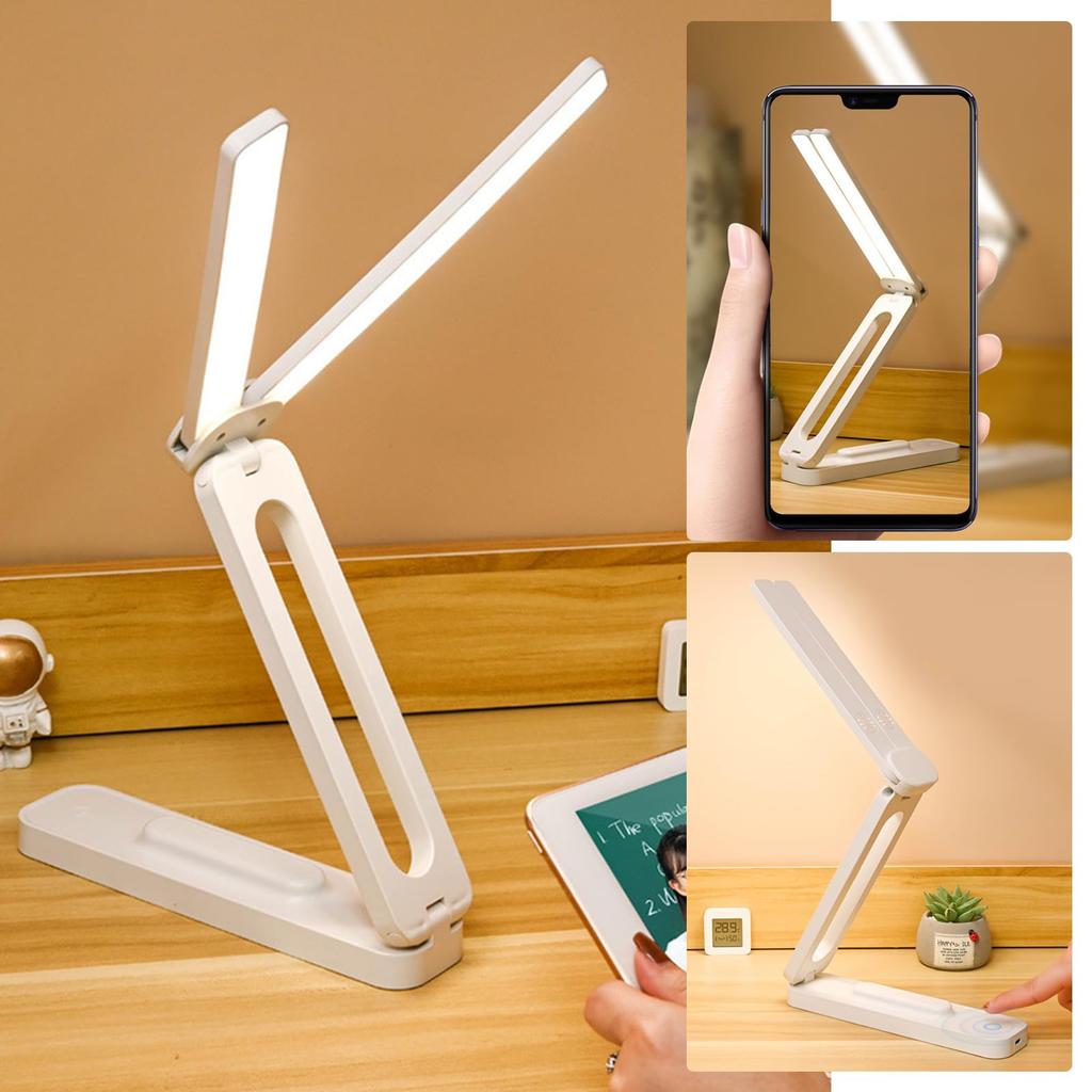 Foldable, Rechargeable, Cordless Desk Lamp, Reading Light, Eye-Friendly LED Light, 3 Color Adjustments, Stepless Dimming, 4000mAh, Portable for