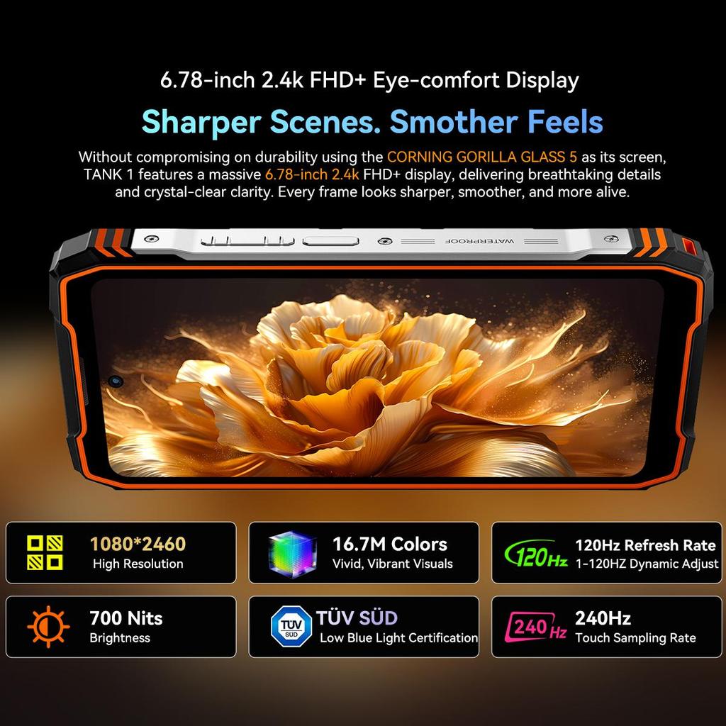 Oscal TANK 1 5G 6.78inch Dimensity 7050 Rugged Phone Android 15 12GB or 16GB RAM 256GB or 512GB ROM 20000mAh Battery