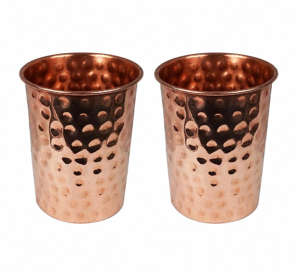 TreegoArt 100% Pure Traditional Handcrafted Copper Hammered Drinking Glass Use In Hotels, Restaurants And Kitchenware