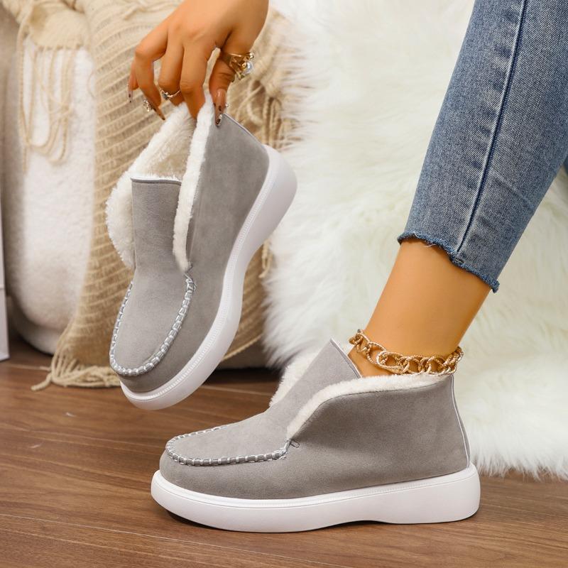 

Зимние новые женские теплые хлопковые туфли с толстым бархатом и утолщенным мехом 43 серый