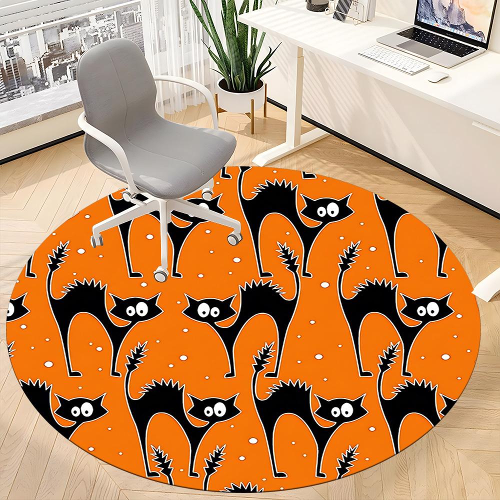 1PC Halloween Cats Chair Carpet for Office, Indoor Non-Slip Washable Carpet, Soft Comfortable Mat For Office Room yy250930216