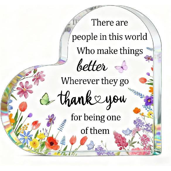 Womens Stocking Stuffers 2025 Appreciation Desk Plaque Gifts for Women Best Women's Stocking Stuffers Office Decor Desk Accessories Acrylic Hearts