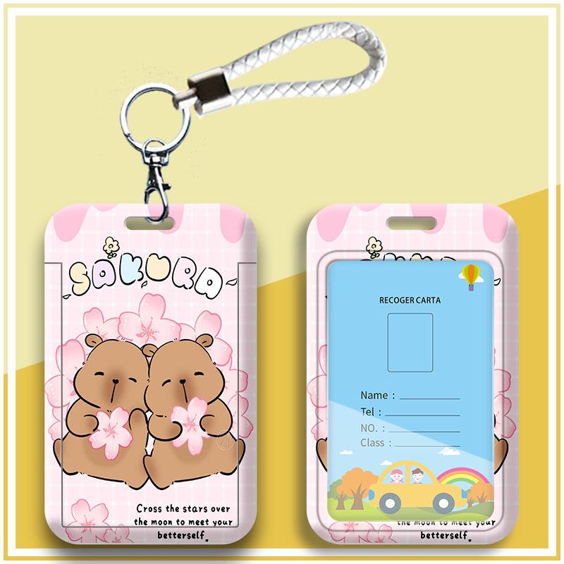 Capybara Cartoon ID & Card Holder Lanyard for Campus, Bus, Subway, and Badge