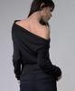 FANCY CLUB Eyelet Cowl One-Shoulder Top (Black) F26Zb520