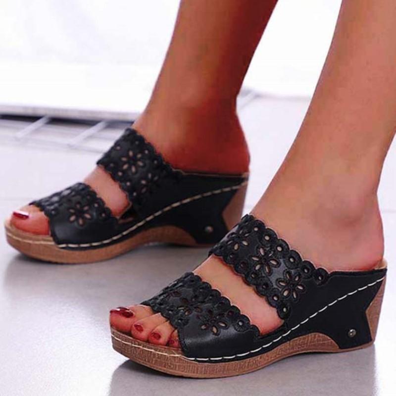 Fashion Summer Women Shoes Sandals Non-Slip Women Shoe Slip On Women's Sandals Wedge Sandals Ladies Retro Footwear Slippers Women