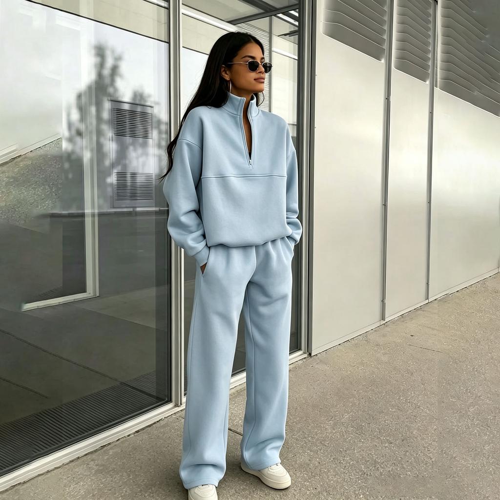 Women's Fashion Casual Color Two Piece Sweatshirt and Pants Set for Everyday Wear