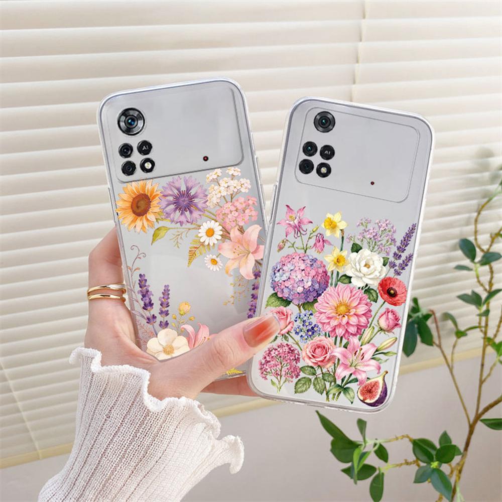 Blumenarrangement Rose Gänseblümchen Klare Handyhülle Für Xiaomi Poco X6 X3 X4 X5 M4 Pro M5s Stoßfest Weich Mädchen Transparent Hülle