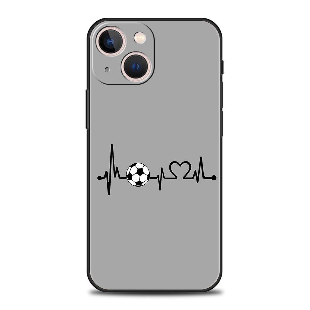 Phone Case For iPhone 17 16e 15 14 13 12 11 Pro Max SE 7 8 Plus Shell iPhone 16 Soft TPU Cover Soccer Heartbeat