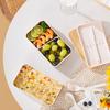 Fiambrera japonesa Bento para adultos, a prueba de fugas, con tapa de bambú, 4 utensilios, para preparar comidas y controlar las porciones.