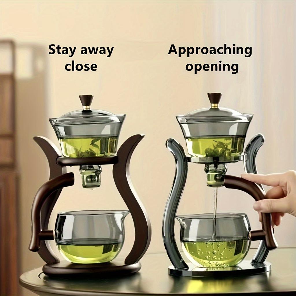 Set Líný Kung Fu Skleněný Čajový Set Poloautomatické Odkapávání S Infuzérem Skleněná Konvička Set Magnetický Spínač Konvička Šálek Set Sklo Nádobí Nápojové Sklo Narozeninový Dárek