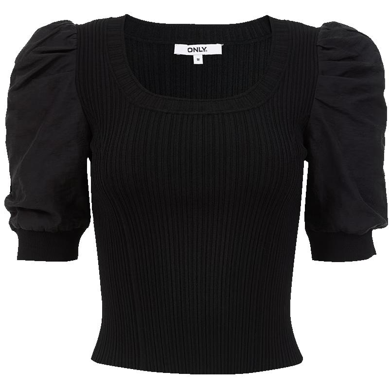 

ONLY Women s U-Neck Puff Sleeve Slim Fit Knit Top S