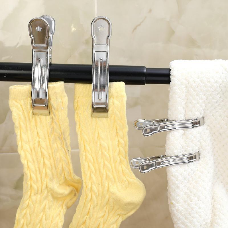 Stainless Steel Clothespins Heavy Duty Anti-slip Drying Clip Kitchen Food Bag Sealing Clips for Clothes Socks Cabinet Organizer