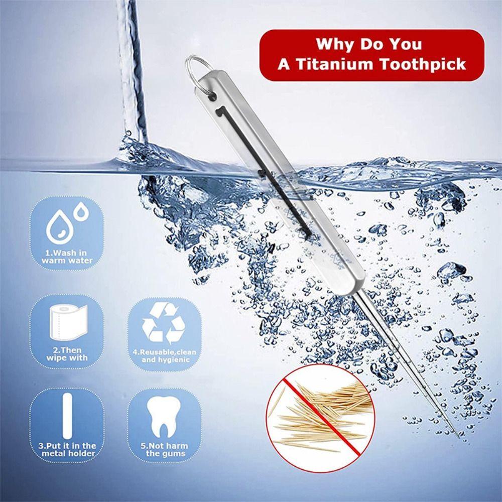 Adjustable Telescopic Push-pull Titanium Toothpicks Pocket Toothpick Fruit Pick Metal