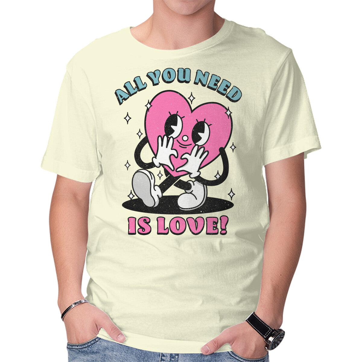 Unisex Crew Neck T-Shirt All You Need Is Love Graphic Short Sleeve Casual Tee XXL