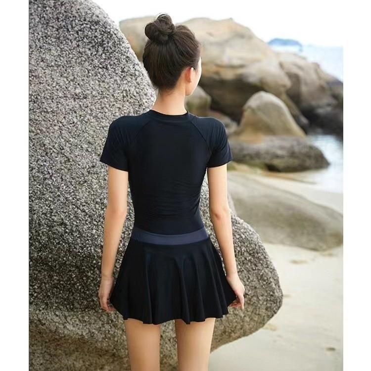 Summer Pool Dress With Collared Splicing Pattern For Beach Vacation And Yoga Practice